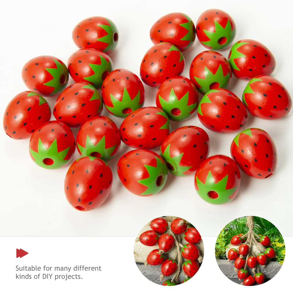 50 шт. бусина для браслетов сделай сам клубничные деревянные бусины клубника