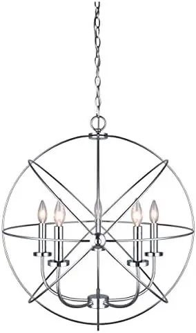 

Sumerside 5 Light Chandelier, 25.2" x 25.2" x 11.81", Chrome Table lamp Decorations for bedroom Bedroom accessories Chandelier l
