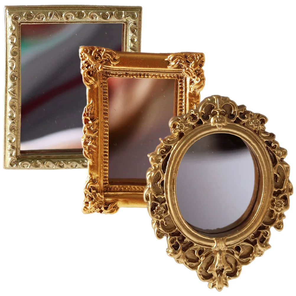

3 Pcs Crafts Miniatures Household Tiny Mirror Wall Supplies Decorative Children Toy Plastic Decoration Wear-resistant