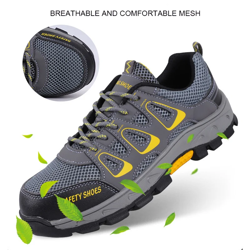 Work Safety Shoes Anti-Smashing Steel Toe Puncture Proof Construction Lightweight Breathable Sneakers shoes Men Women is Light44