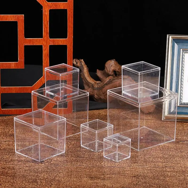 

5pcs Acrylic Candy Boxes Transparent Plastic Candy Box Biscuit Snack Cookie Storage Boxes Party Candy Packing Boxes