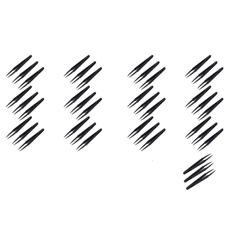 

Черные пластиковые антистатические пинцеты с заостренным кончиком, 60 шт.