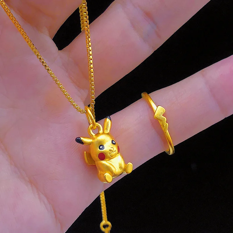 Кольцо с аниме покемоном ожерелье Пикачу кавайный Eevee Gengar Pikachu милое кольцо на