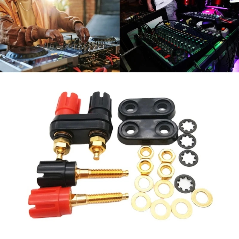 

Red Black Connector Amplifier Terminal Binding Post Banana Plugs Couple Terminal Dropship
