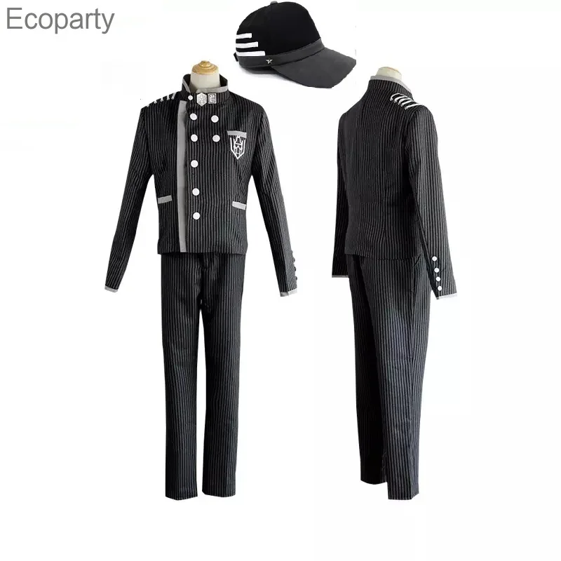

Japanese Anime Danganronpa V3 Killing Harmony Cosplay Saihara Shuichi Cosplay Costume Hat and Wig Set Black jkUniform for Men 15