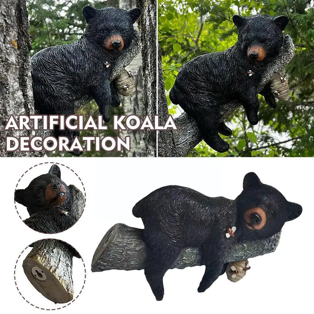 Садовая уличная сказочная Забавная фигурка черного медведя, подвесная декоративная фигурка, дерево животного, домашняя милая фигурка двора, K3W9