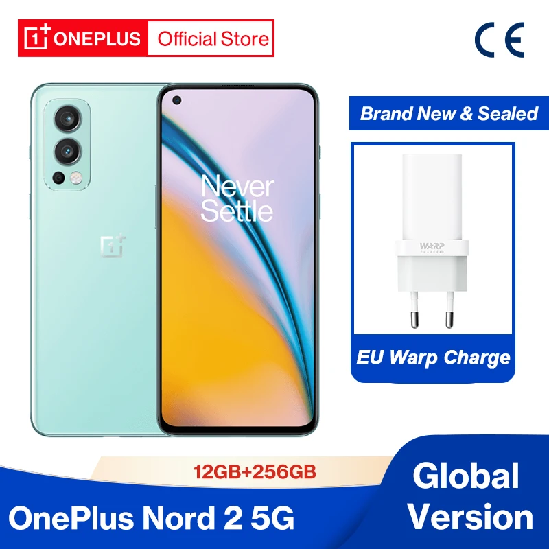 Global Version OnePlus Nord 2 5G Smartphone Dimensity 1200-AI 12GB 256GB 50MP AI Camera Warp Charge 65 90Hz Fluid AMOLED Display