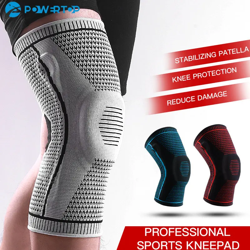 1 Piece Knee Brace Strap Patella Medial Support Strong Meniscus Silicone Compression Protection Sport Kneepads Running Basket