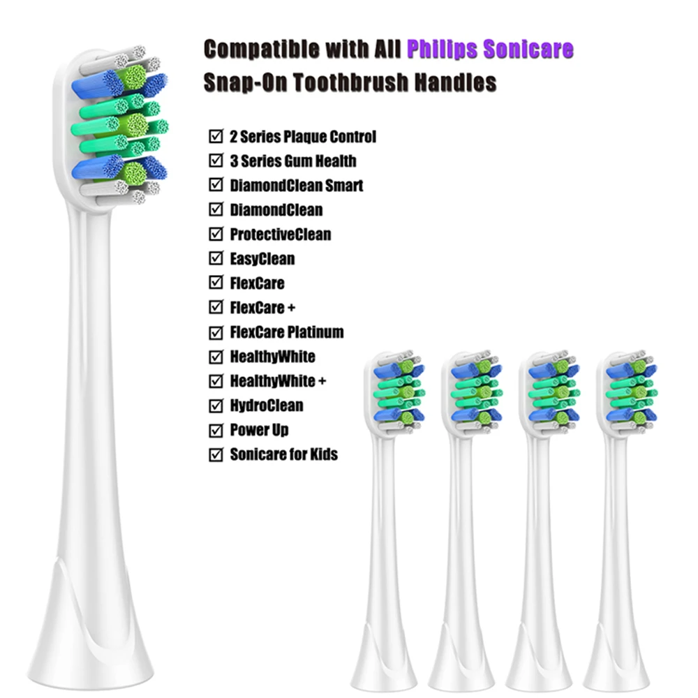 Сменные головки для зубной щетки Philips Sonicare с защитной насадкой серии 2 4100 5100 C2 C3 G2