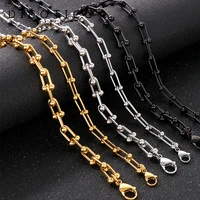 new u shape woven chain necklace for womenmen 8mm10mm width multiple color stainless steel collor choker unisex jewelry gifts