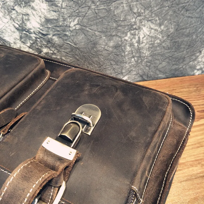 NEWEEKEND Men's Bag Genuine Leather Men Briefcase for Laptop 15.6 Messenger Men's Leather Bag Business Portfolio for Document