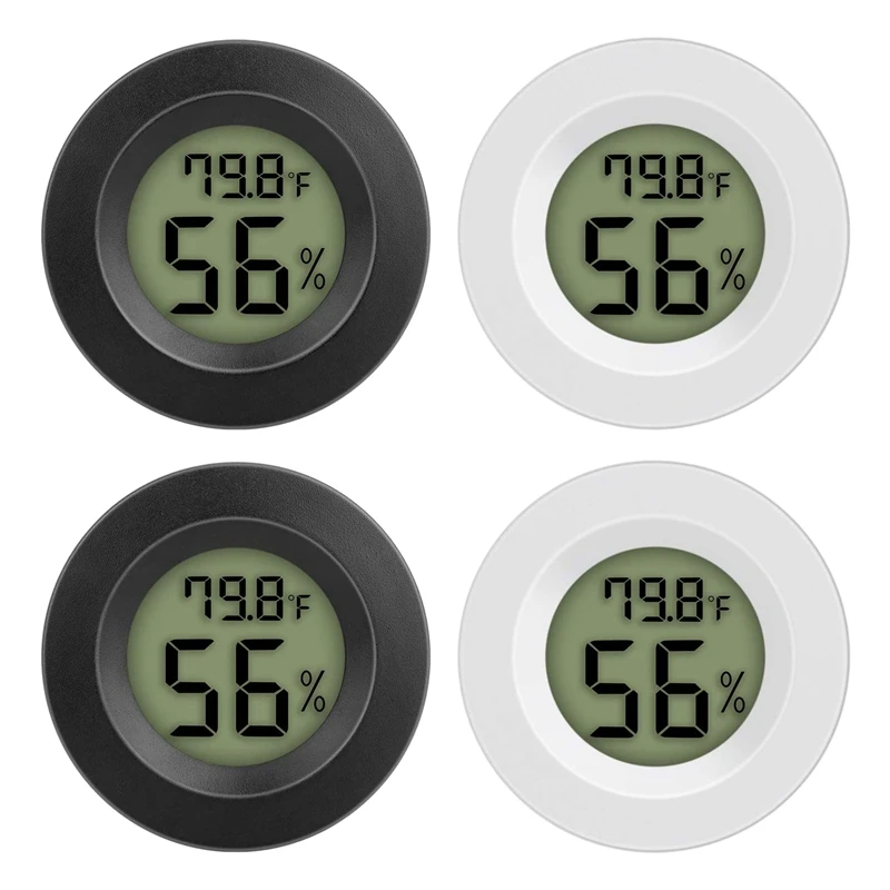 

4PCS Mini Digital Hygrometer Thermometer Hygrometer Celsius Indoor Thermometer With LCD Display For Home (White&Black)