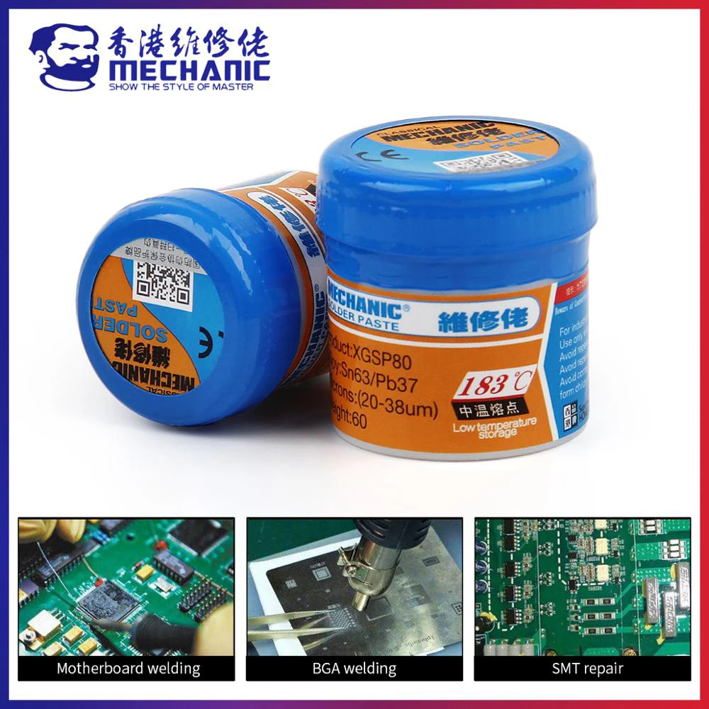 

MECHANIC PCB BGA CPU LED Original Solder Tin Paste 183 Melting Point Welding Flux Soldering Cream Sn63/Pb37 Repair Welding Tool
