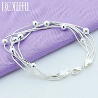 doteffil 925 sterling silver five snake chain bracelet smooth bead silver bracelet fashion women wedding engagement jewelry