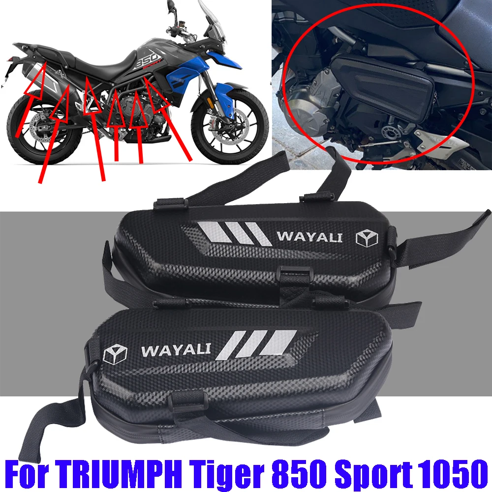 

For TRIUMPH Tiger 850 Sport 1050 Tiger850 Sport Motorcycle Accessories Side Bag Waterproof Storage Tool Bag Frame Crash Bar Bag