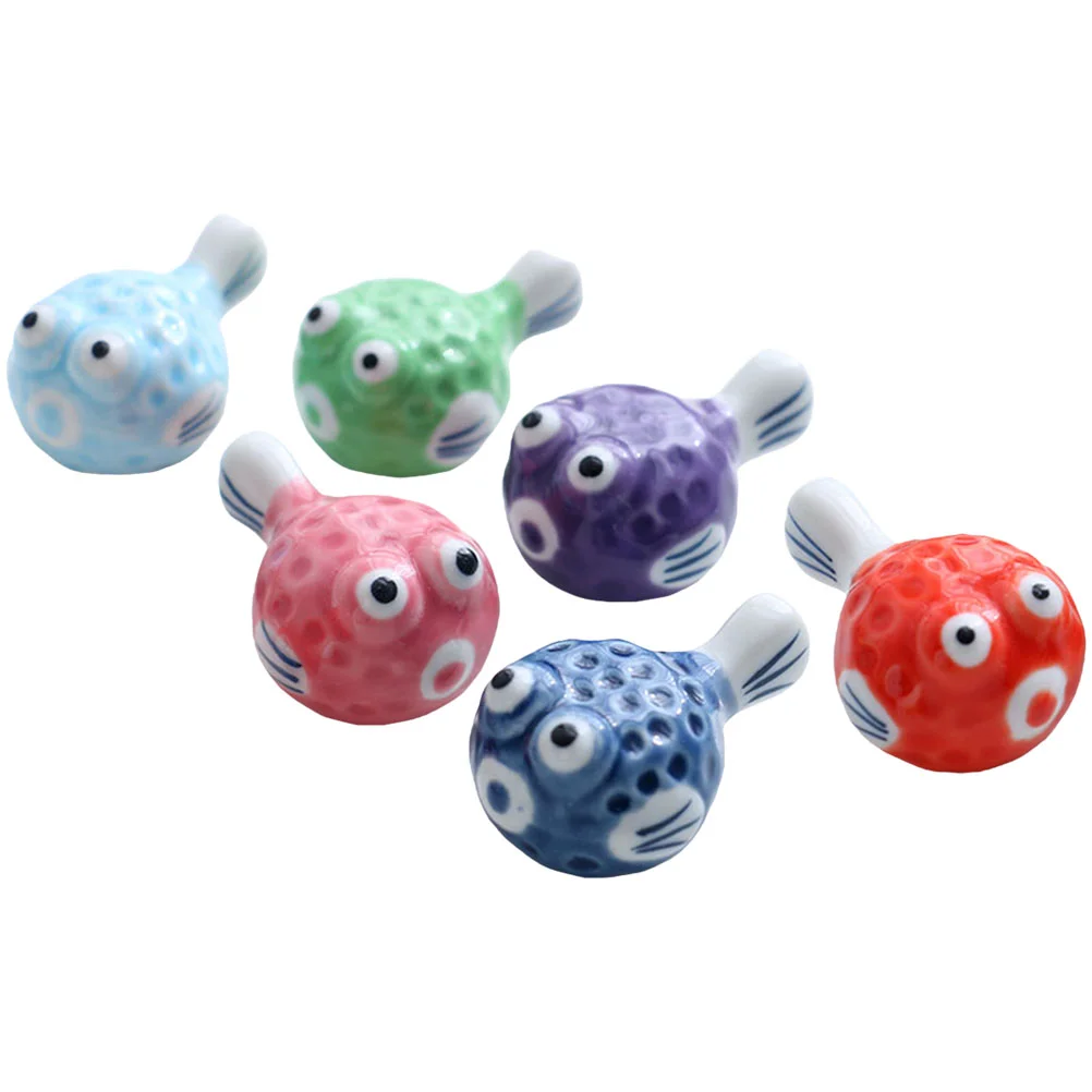

6pcs Ceramic Balloonfish Shape Chopstick Holders Chopstick Rests Table Decoration