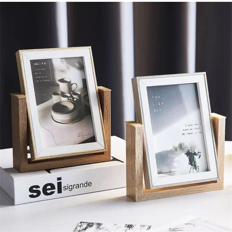 

Nordic Simple Mirror Photo Frame Picture Frames Living Room Bedroom Home Decor Modern Ins Rotate Art Picture Frames