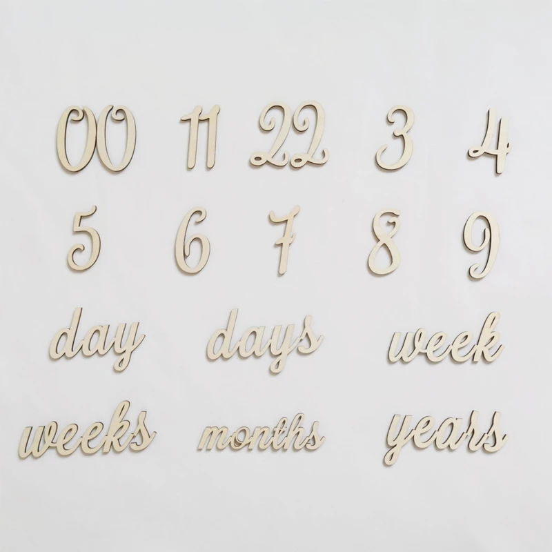 

Newborn Wood Chip Card Photography Props Set Number Letters Date Props