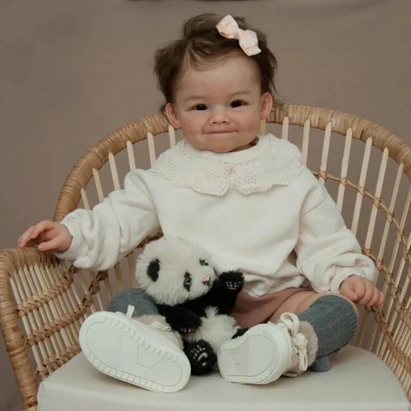 24inch Reborn Toddler Girl Raya Soft Cloth Body Rooted Hair Hand 3D Painted Baby Doll Skin Smile Dimples Hair