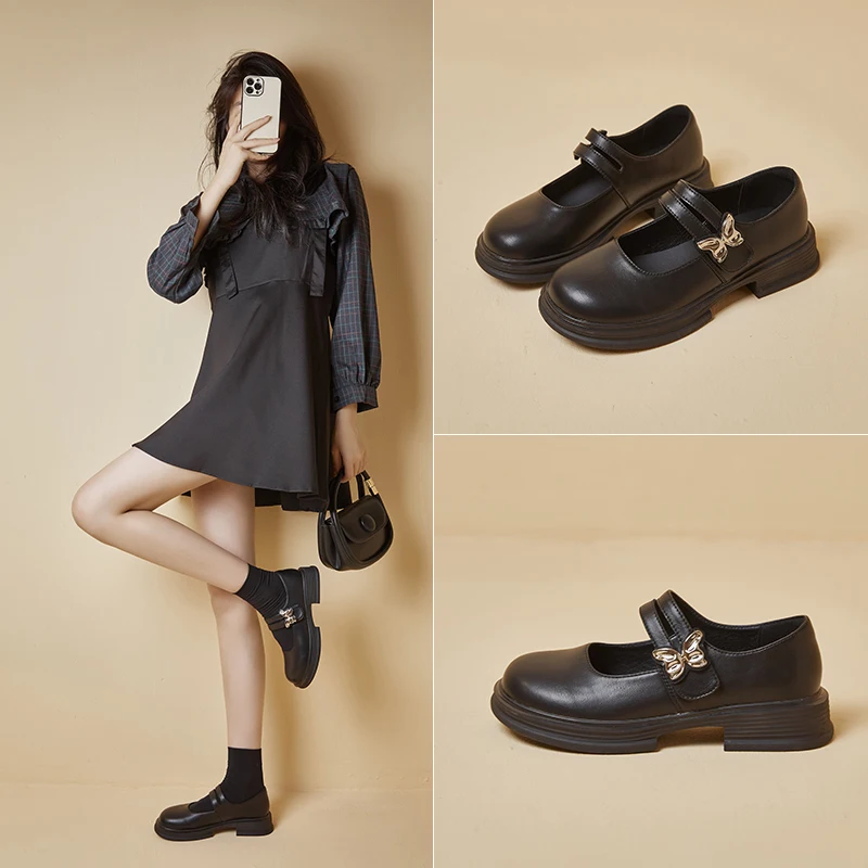 AIYUQI Women Mary Jane Shoes 2023 New Genuine Leather Summer British Style Girls Lolita Shoes Bow Platform Glossy Shoes Woman