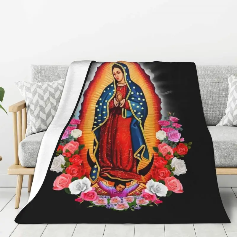 Ультра-мягкие флисовые покрывала на заказ Дева Мария Гуадалупе теплое
