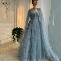 lorie white dot stars tulle a line party evening dresses bohemia fairy ocean blue off shoulder prom gowns with robe formal gown