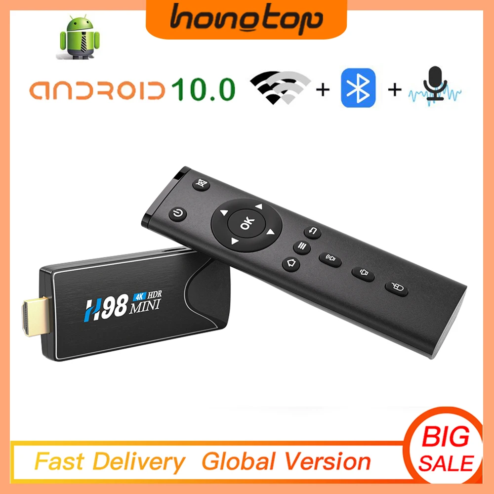 ТВ-приставка HONGTOP 4K H98 MINI Smart TV Box Android 10 4 ГБ 32 Bluetooth пульт дистанционного управления