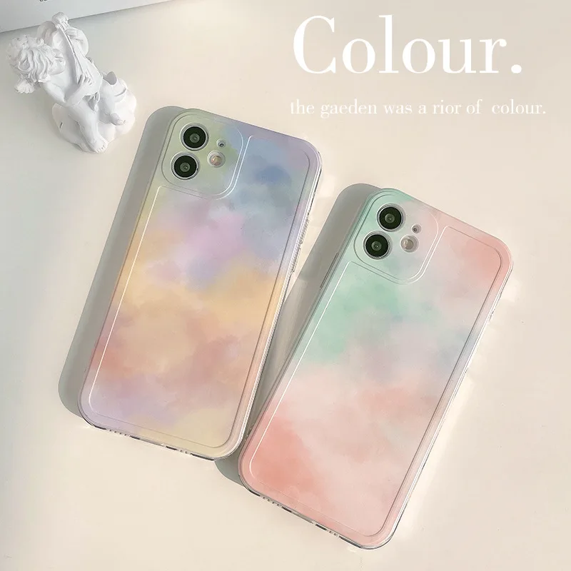 

Purple glow, pink green tinge Phone Case For iphone 14 13 12 11 Pro Max X XR XSMAX 7 8 Plus SE TPU Case Cover new products