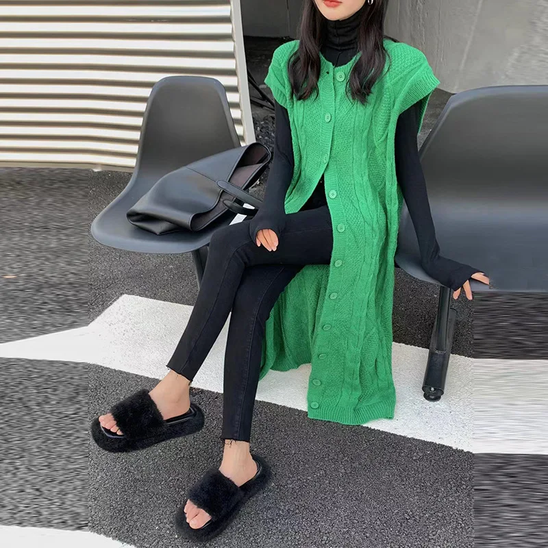 

SuperAen European Jacquard Knitted Cardigan Coat Women's Loose Long Sweater Vest Coat Autumn and Winter 2022 Long Cardigan