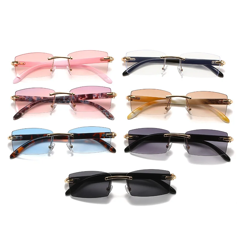 

2022 New Punk rimless Sunglasses Rimless Rectangle Men Women Vintage Shades Driving Sun Glass Frameless Gradient Fashion