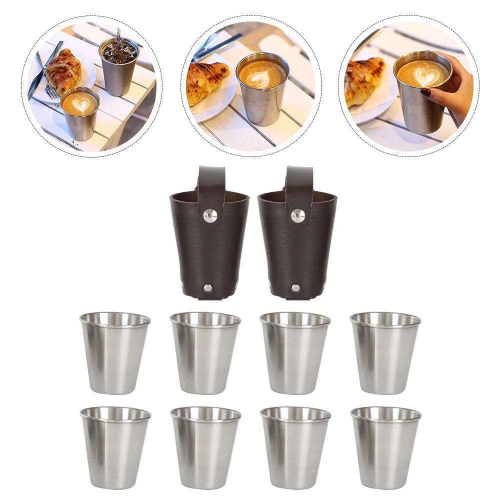 

1 Set Cup Cups With Sleeves Portable Drinking Cups Gathering Shot Cups Stainless Steel Cup for Party Storage Outdoor Men