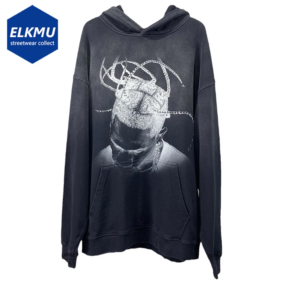 

Hip Hop Men Hoodie Illusory Graphic Printed Oversized Y2K Hoodie Harajuku Streetwear Pullover Sweatshirt Loose Hooded Tracksuit