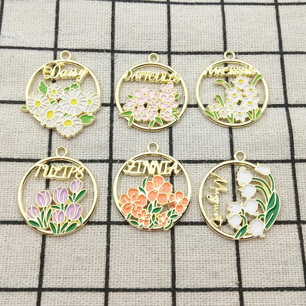 

10pcs Enamel Flower Daisy Tulip Charm for Jewelry Making Craft Supplies Metal Earring Pendant Bracelet Necklace Accessories