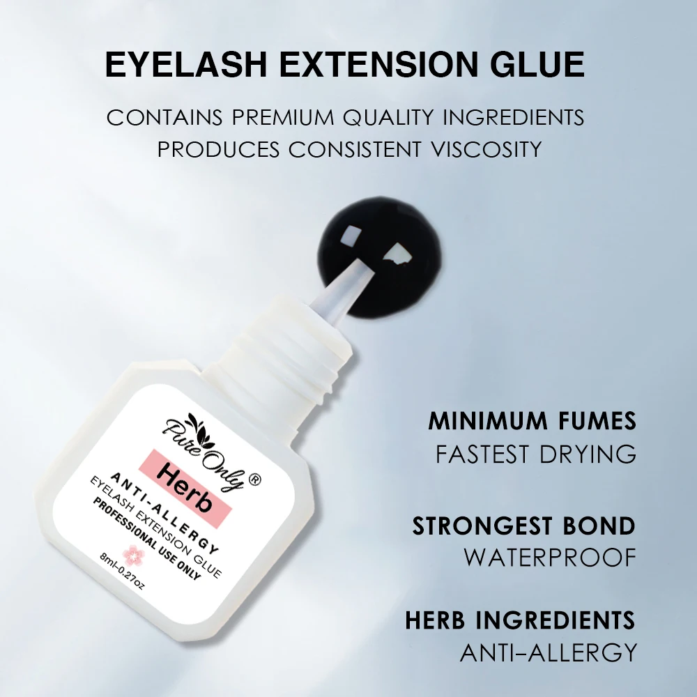 

8ml 1s Fast Drying Black Herb Eyelash Extension Glue Long Lasting Extra Strong Adhesive Thin Fake Eye Lashes Glue Private Label