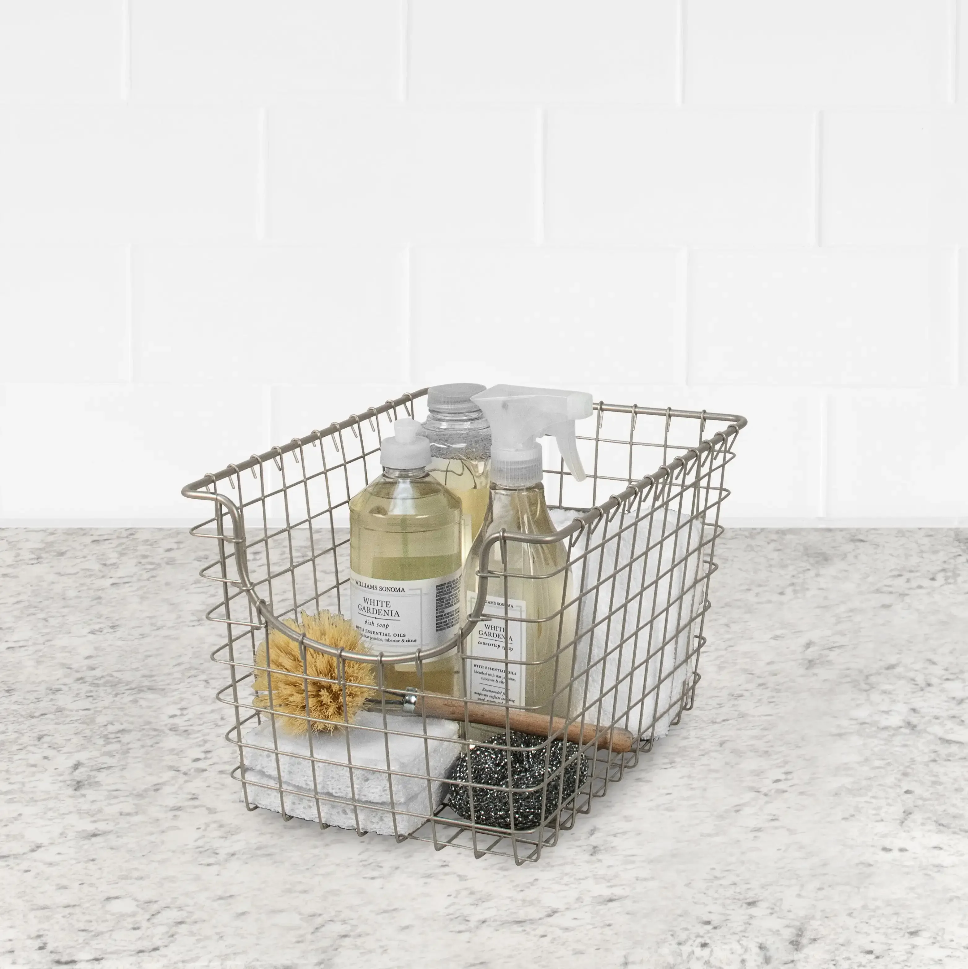 

Free Shipping Scoop Steel Wire Stackable Storage Basket for Kitchen, Pantry, Closet and Garage, Small, Satin Nickel