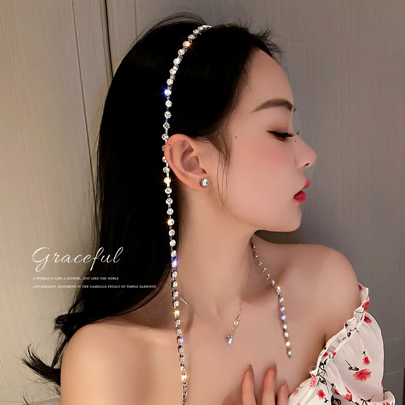 

Wedding Fashion Fine Simple Headband Tassel Hair Chain Accessories Women's Hair Band Rhinestone Girl Student Sisters Head Chains