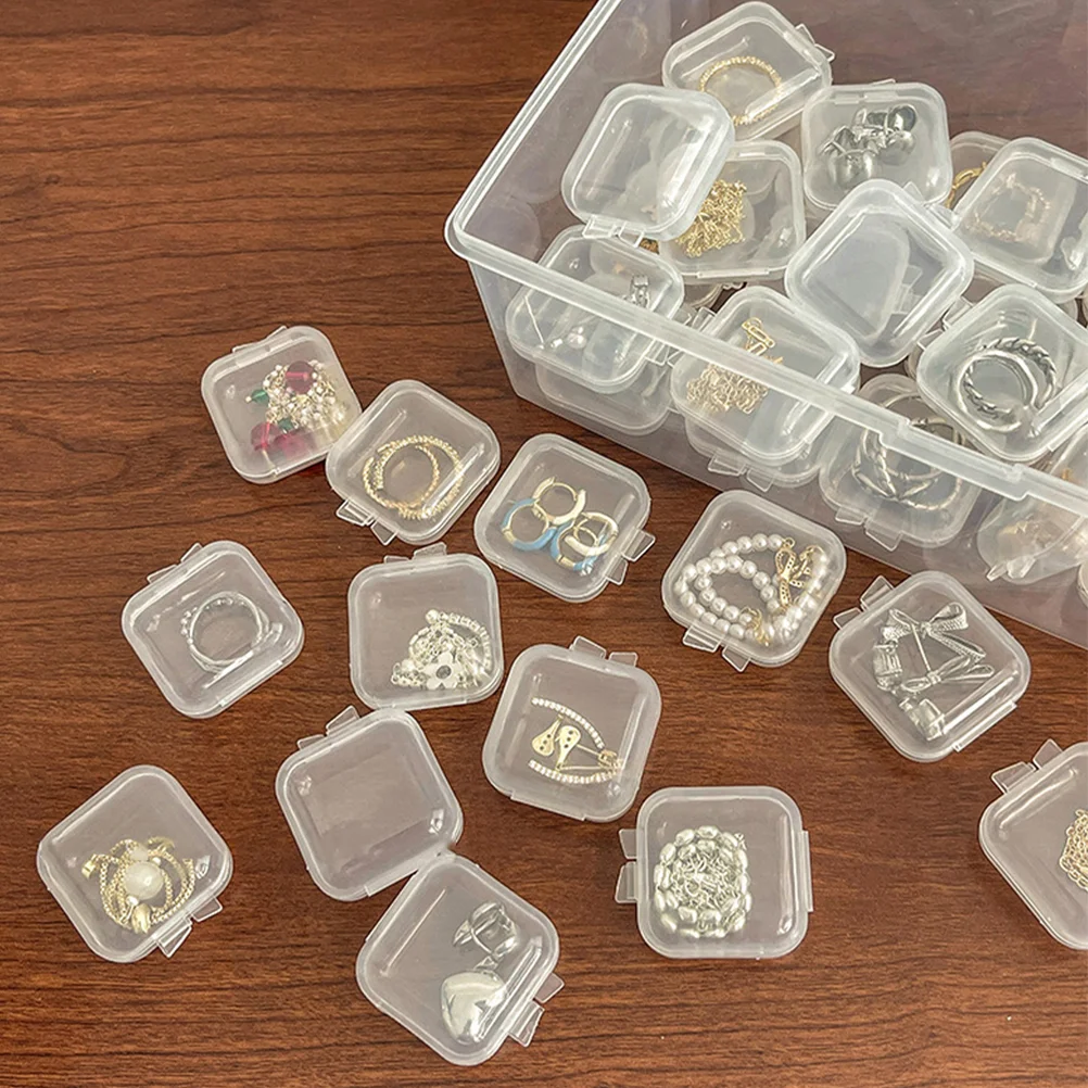 100 Pcs Mini Beads Medicine Jewelry Storage Cases Rings Organizer Bin Holder Pp