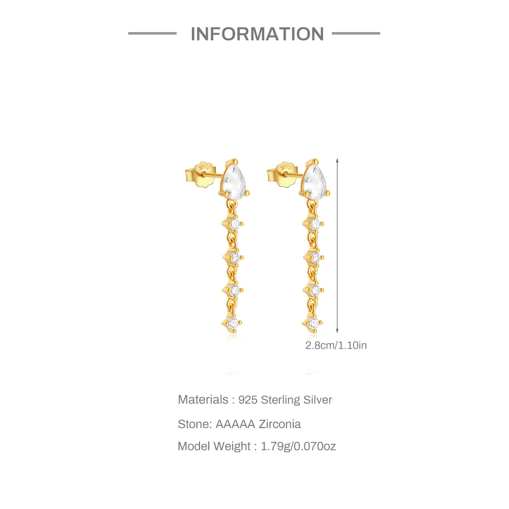 Женские серьги-гвоздики из серебра 925 пробы с фианитом