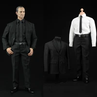 afs a004 16 male soldier mens suit black suit gentlemans leather shoes white shirt formal dress for 12 action figure body