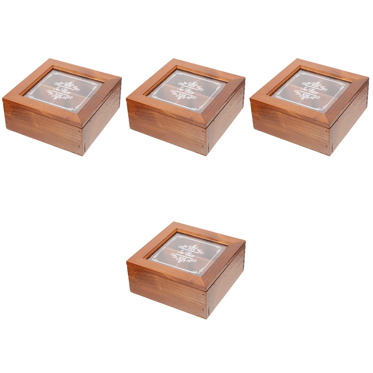 

4pcs Wooden Jewelry Organizer Vintage Storage Box Four Compartment Storage Case