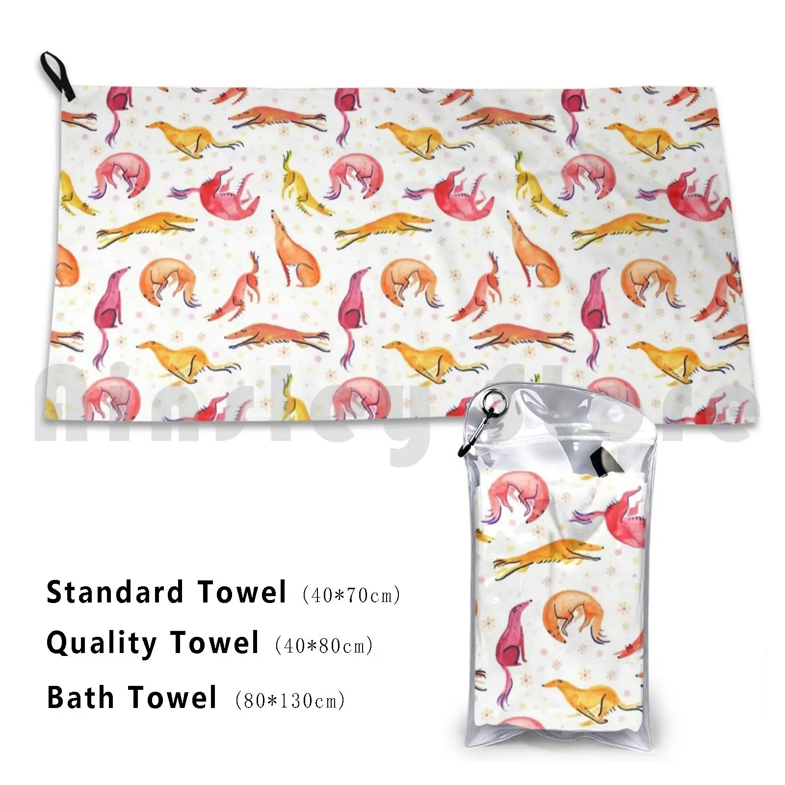 

Watercolor Borzoi Pattern Custom Towel Bath Towel Borzoi Russian Wolfhound Wolfhound Sighthound Greyhound