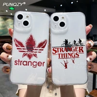 punqzy soft tpu stranger things hot tv coque shell phone case for iphone 13 11 12 pro 8 7 plus 11 xr x xs tpu transparent cover