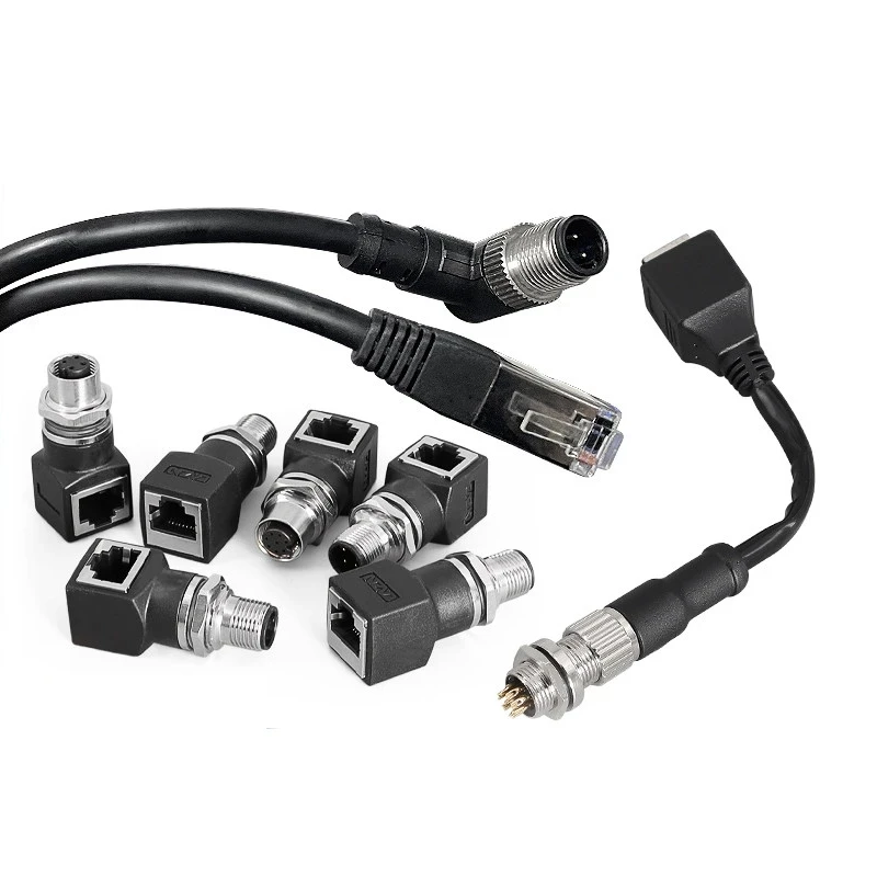 Фото KRE 1 шт. M12 4P D Тип 8 штырьков A Тип X соединитель RJ45 сетевой кабель для M12 штекер и гнездо №5