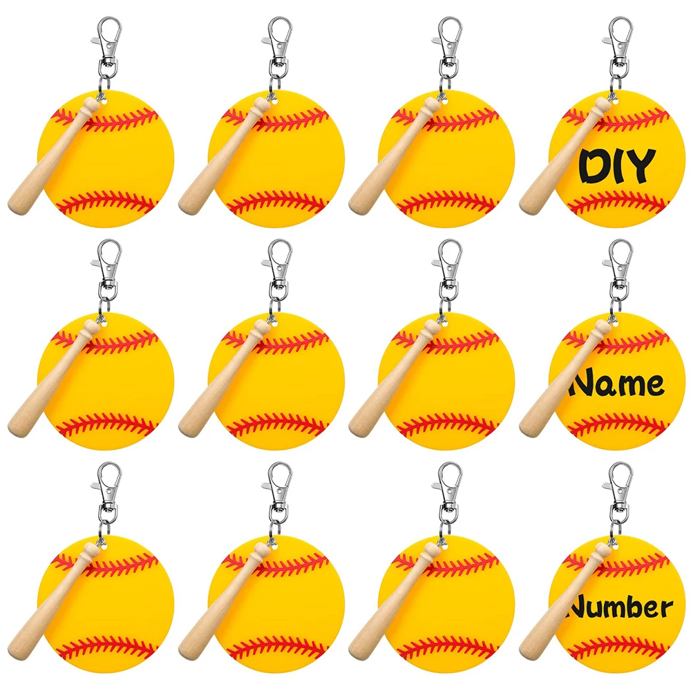 

36pcs Baseball Acrylic Keychain Blanks Kit 12pcs Acrylic Baseball Blanks&12pcs Swivel Snap Hooks Baseball Keychain&12pc Wood Bat