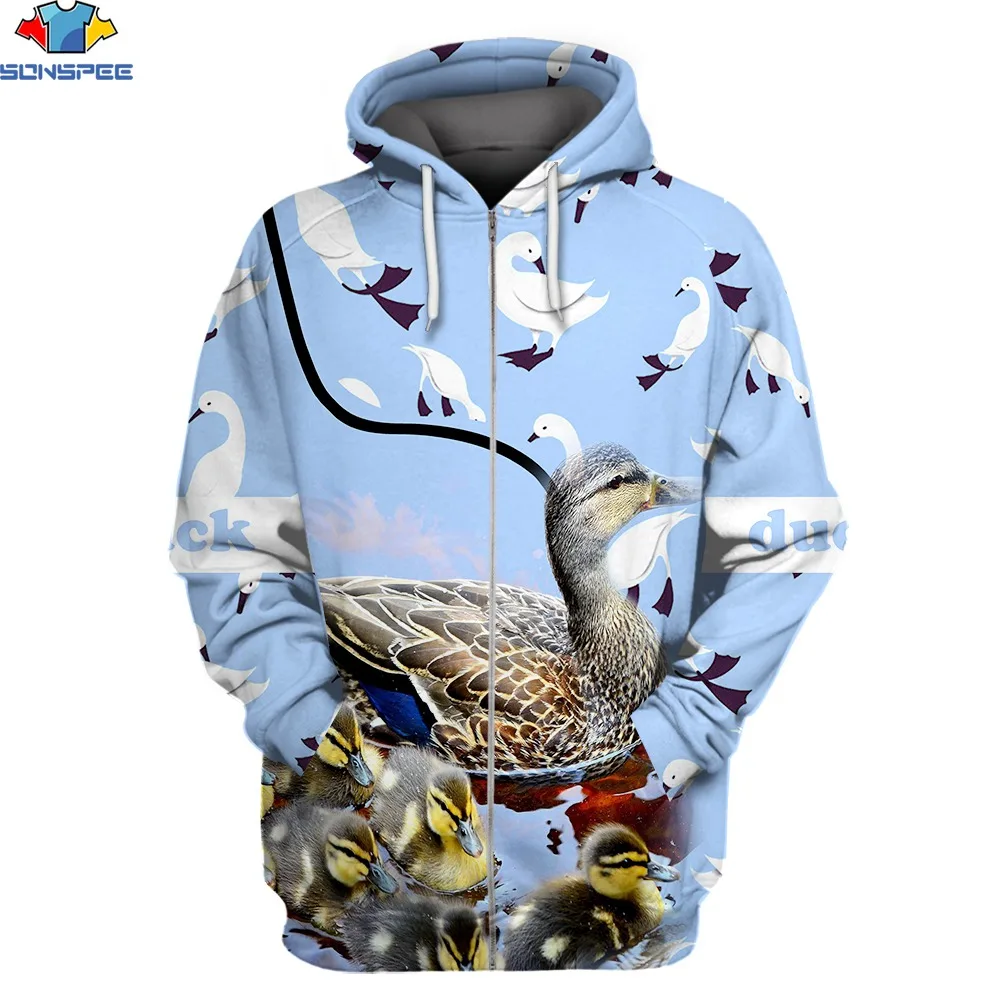 

SONSPEE Camouflage Duck Animals Hunting 3D Print Leisure Men's Zipper Hoodie Fashion Street Women's Pullover Long Sleeve Jacket