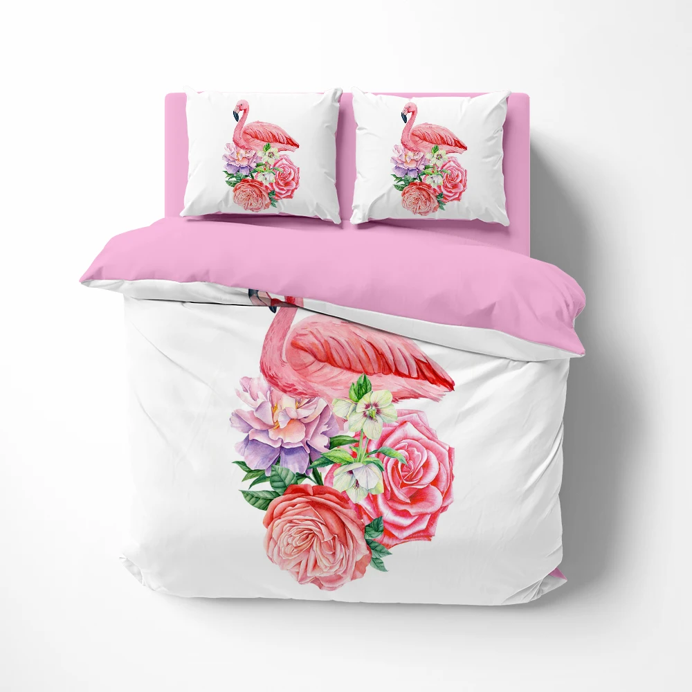 

luxury Bedding set euro twin queen king single bed linen Quilt/Duvet cover set Linens 2bedrooms Bed set for home Flamingo