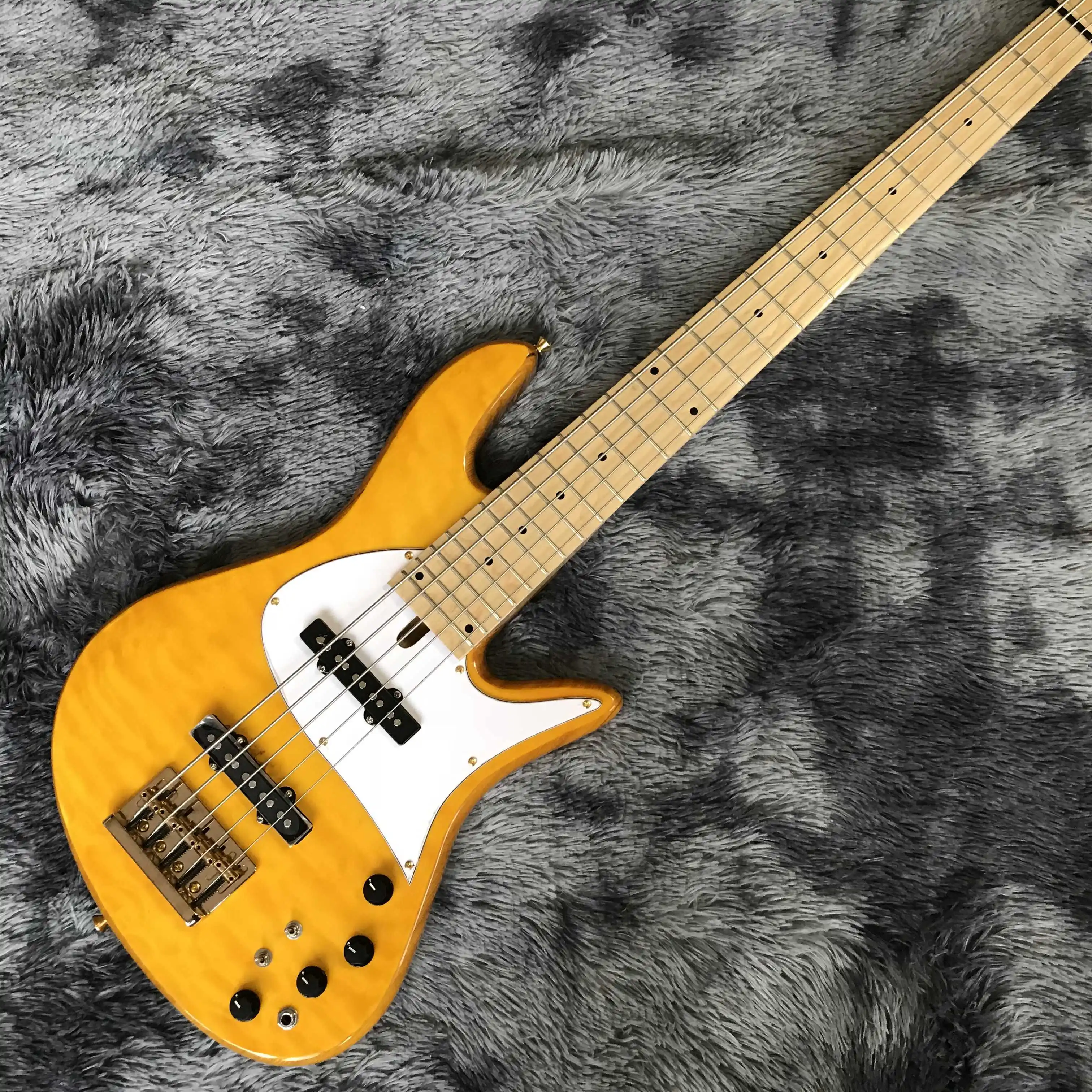 

Бесплатная доставка, желтый, белый узор, специальная форма, белая отделка, электрическая гитара, новинка 2022 года, Элитный заказ