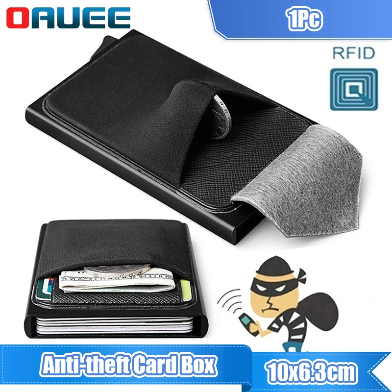 

Card Box Brush Bank Card Bag RFID Card Box Aluminum Automatic Spring Card Push Box Triangle Belt Cover Anti-theft Card Box