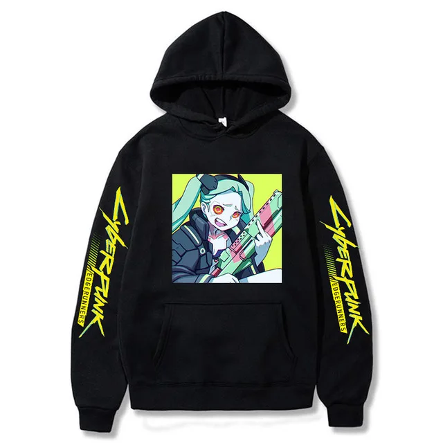 

Japanese Anime Hoodie Punk 2077 Rebecca Hooded Men Women Casual Loose Print Pullover Harajuku Streetwear Men's Clothing