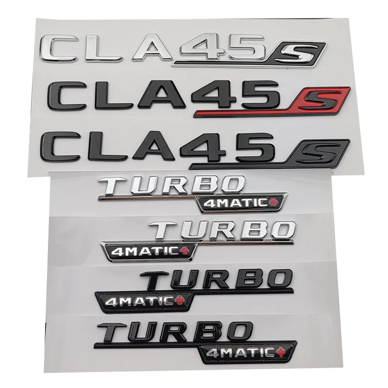 

3d ABS Black Car Rear Trunk Badge Sticker Fender Side Logo CLA45S Turbo 4matic For Mercedes CLA 45S AMG C118 C117 Accessories